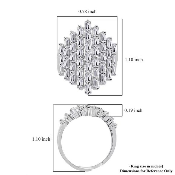 NEW Simulated White Diamond 3.30 ctw Adjustable Ring in Silvertone - Picture 4 of 4